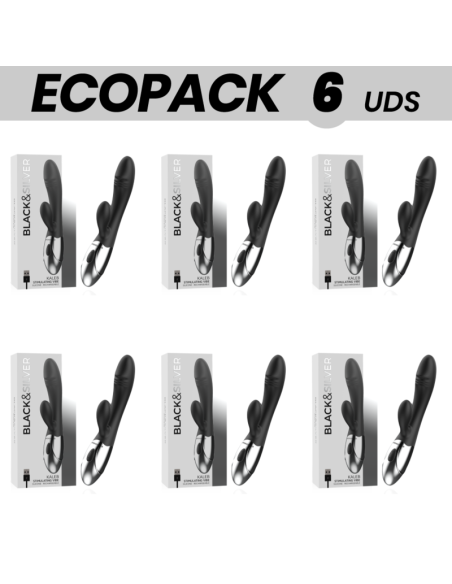 ECOPACK 6 VIENETAI - BLACKandSILVER KALEB STIMULIATORIUS VIBRACIJOS