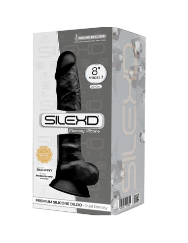SILEXD - MODEL 1 REALISTIC PENIS PREMIUM SILEXPAN SILICONE BLACK 20 CM
