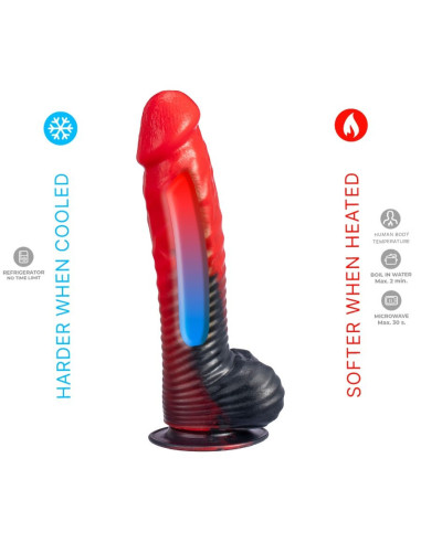 SILEXD - DEVIL DILDO FANTASY SKYSTAS SILIKONAS TERMOAKTYVUS RAUDONAS JUODAS 20,3 CM