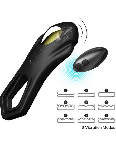 ARMONY - ROADSTER vibratorius su dvigubais žiedais, juodos spalvos, nuotolinio valdymo pulteliu