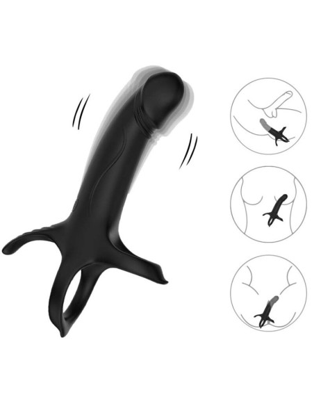 ARMONY - Dildo su žiedu ir vibratoriumi, juodas