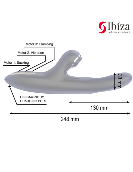 IBIZA - DVIGUBAS VIBRATORIUS SU UŽSPAUDŽIU, JUODAS