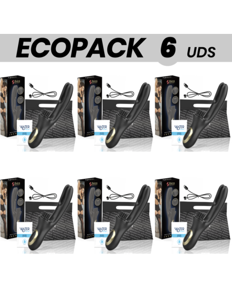 ECOPACK 6 VIENETŲ - IBIZA DVIGUBAS VIBRATORIUS ŽNYPŠTUKAS JUODAS
