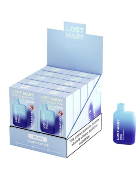 LOST MARY - BM600 NIKOTINO GARINTUVAS, 2 VIENKARTINIAI, MĖLYNASIS RAZZ ICE