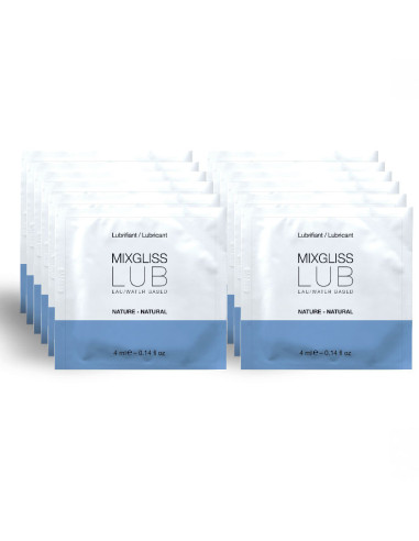 MIXGLISS - NATŪRALUS VANDENS PAGRINDU PAGAMINTAS LUBRIKANTAS 12 VIENKARTINIŲ DOZIŲ 4 ML