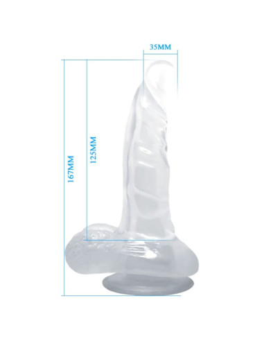 BAILE - REALISTIC DILDO WITH SUCTION CUP AND TESTICLES 16.7 CM TRANSPARENT