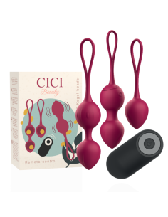 CICI BEAUTY - PREMIUM KLASĖS SILIKONINIAI 3 VIBRUOJANTYS KEGELIO KAROLIUKAI SU NUOLATINIO VALDYMO VALDYMU
