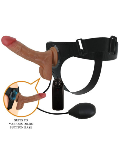 PRETTY LOVE - UNIVERSALŪS KEITIKLIAI SU VIBRUOJANČIU IR ŠVIRKŠTANČIU DILDO 15,5 CM MULATO