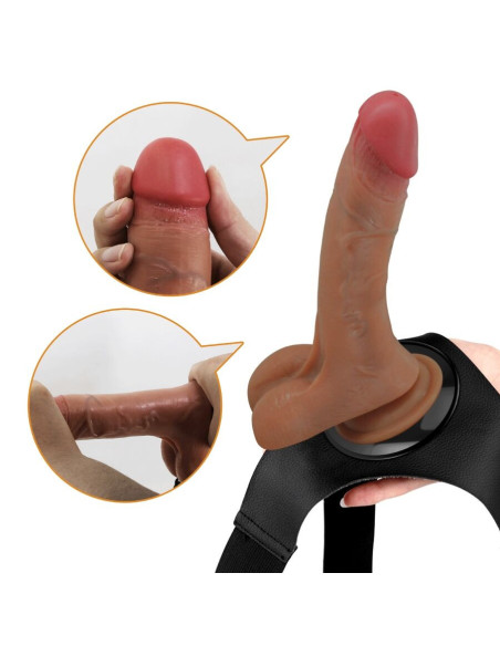 PRETTY LOVE - UNIVERSALŪS KEITIKLIAI SU VIBRUOJANČIU IR ŠVIRKŠTANČIU DILDO 15,5 CM MULATO