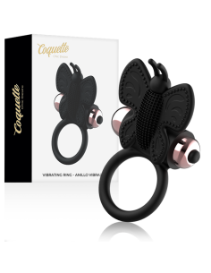 COQUETTE CHIC DESIRE - DRUGELIS PENIES ŽIEDAS SU VIBRUOJU, JUODAS-AUKSINIS