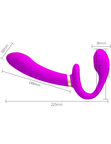 PRETTY LOVE - THUNDERBIRD DVIGUBAS DIRŽINIS VIBRATORIUS SU NUOTOLINIO VALDYMO VALDYMU, VIOLETINIS