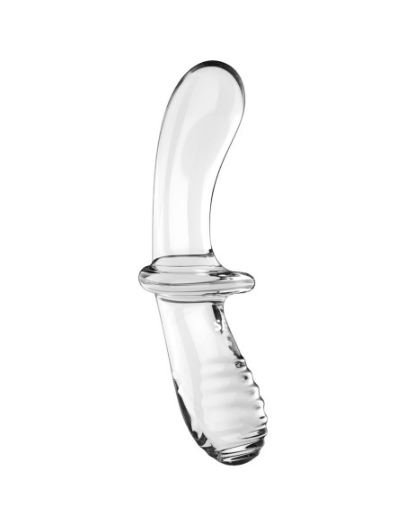 SATISFYER - DVIGUBAS KRISTALINIS DILDO, SKAIDRUS