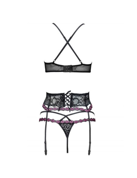 LIVCO CORSETTI FASHION - SNEHANA LC 90443 LIEMENĖLĖ SU KELNINĖLĖMIS IR JUODOMIS PAPUOŠTOMIS
