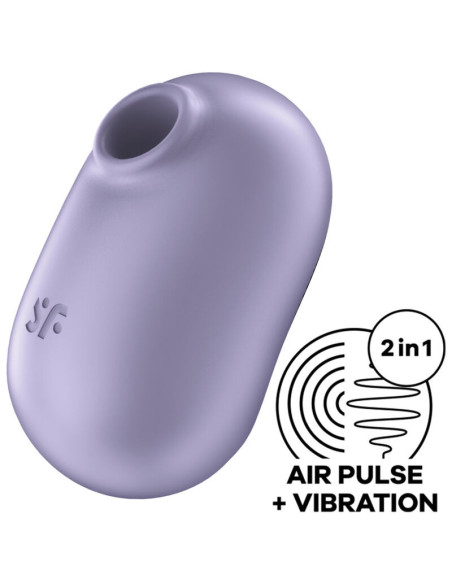 SATISFYER - PRO TO GO 2 DVIGUBAS ORO IMPULSUOTOJAS IR VIBRATORIUS VIOLETINIS