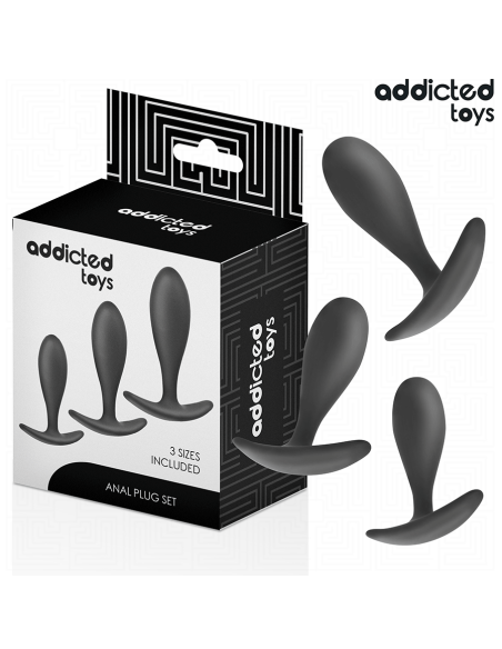 ADDICTED TOYS - 3 ANALINIŲ KAIŠČIŲ RINKINYS, SILIKONINIS, 2 MODELIO