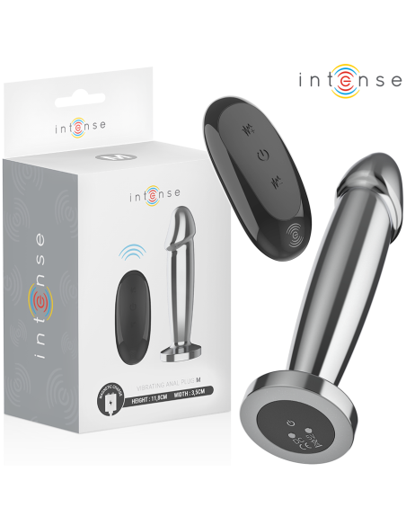 INTENSE - ANALINIS KAIŠTIS 10 VIBRACIJOS METALINIS DILDO SU NUOTOLINIO VALDYMO PULTU M