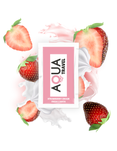 AQUA TRAVEL - BRAŠKIŲ KREMO SKONIO VANDENS PAGRINDU PAGAMINTAS LUBRIKANTAS 6 ML