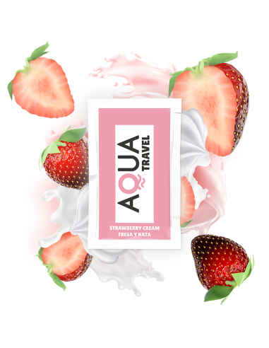 AQUA TRAVEL - BRAŠKIŲ KREMO SKONIO VANDENS PAGRINDU PAGAMINTAS LUBRIKANTAS 6 ML