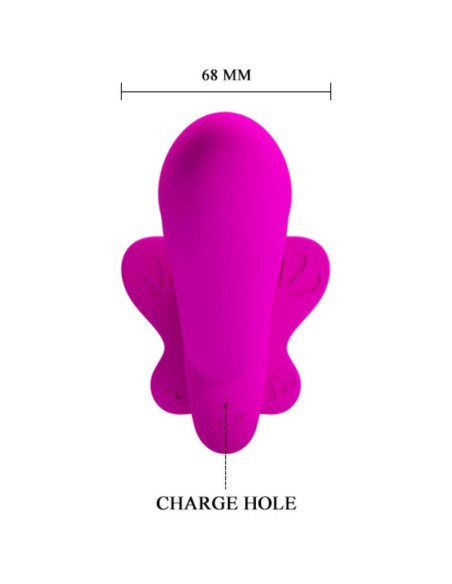 PRETTY LOVE - VALERIE DVIGUBAS DVIGUBAS VIBRATORIUS ANT STRAP-ON, 12 VIBRACIJOS, VIOLETINIS