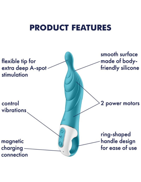 SATISFYER - NUOSTABUS 2 TAŠKŲ VIBRATORIUS TURKISO SPALVOS