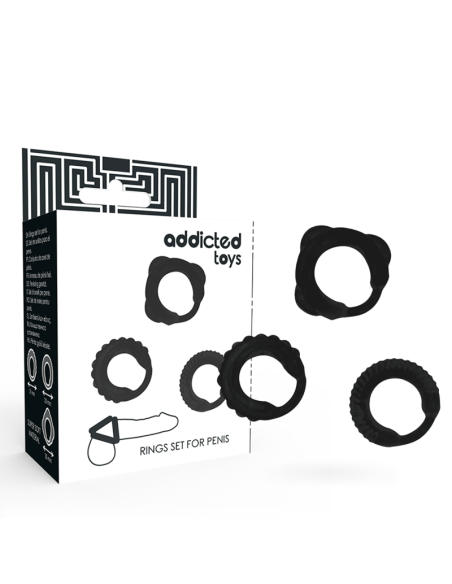 ADDICTED TOYS - C ŽIEDŲ RINKINYS JUODAS