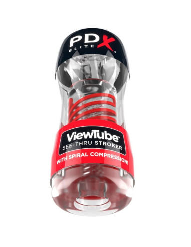 PDX ELITE - STROKER VAIZDO VAMZDIS 2 SPIRALINIS SUSPAUDIMAS SKAIDRUS