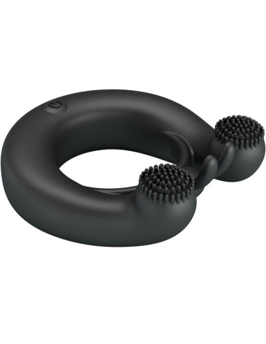 PRETTY LOVE - DAHLIA VIBRATING RING CLITORIS STIMULATOR 12 VIBRATIONS BLACK