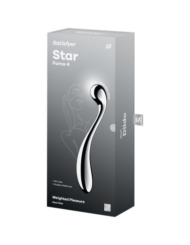 SATISFYER - STAR FORCE 4 NERŪDĖJANČIO PLIENO DVIGUBAS DILDO