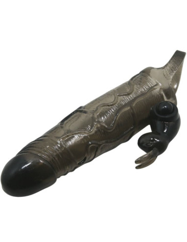 BAILE - BRAVE MAN PENIS COVER WITH RABBIT BLACK 16.5 CM