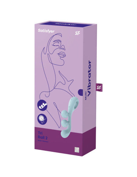 SATISFYER – TRI BALL 2 MULTI VIBRATORIUS ŽIEDAS, MĖLYNAS