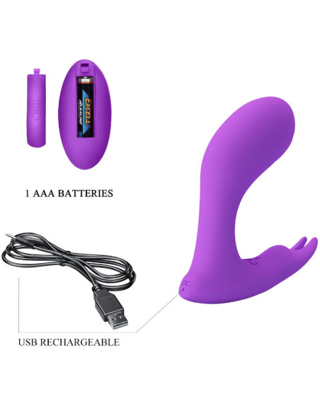 PRETTY LOVE – IDABELLE VIBRACIJOS IR PULSAVIMO NUOTOLINIO VALDYMO VALDYMAS, VIOLETINIS