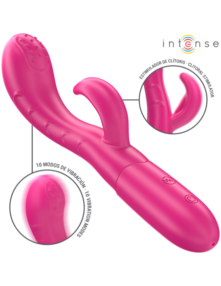 INTENSE - AMARA VIBRATORIUS SU STIMULIACIJUOJAMU LIEŽUVIU, 10 VIBRAVIMŲ, ROŽINIS