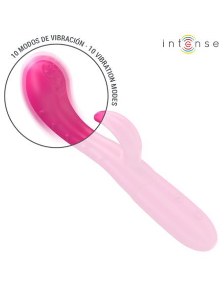 INTENSE - AMARA VIBRATORIUS SU STIMULIACIJUOJAMU LIEŽUVIU, 10 VIBRAVIMŲ, ROŽINIS