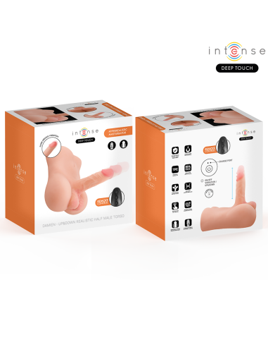 INTENSE DEEP TOUCH - DAMIEN TORSO WITH ANUS AND REALISTIC DILDO WITH PUSHING AND VIBRATION REMOTE CONTROL 3.5 KG