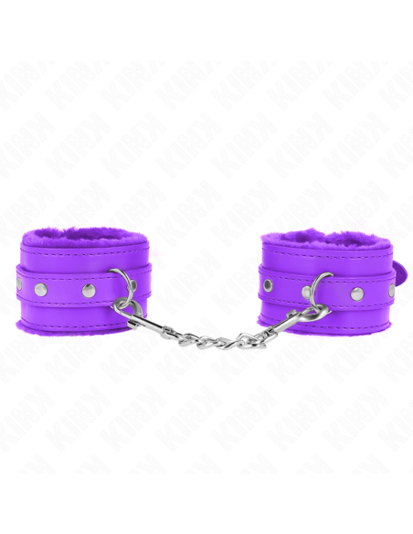 KINK - aukščiausios kokybės kailio pamušalu išklotos riešo apsaugos, violetinės spalvos, su violetiniu diržu, reguliuojamas 17–2
