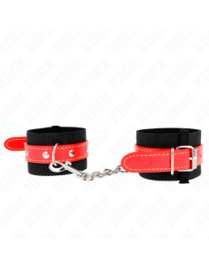 KINK - RIŠO ĮRAŠAI IŠ NAILONO, JUODI SU ODOS APDAILA, RAUDONI, REGULIUOJAMI 19–24 CM X 5,5 CM 2