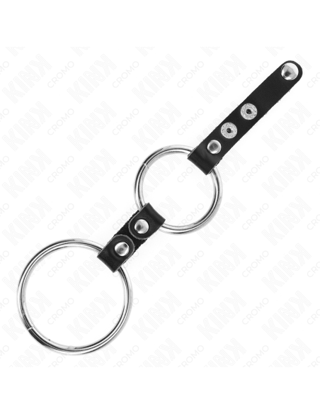 KINK - Dvigubas varpos žiedas nuo 3,8 cm iki 5 cm, sujungtas oda