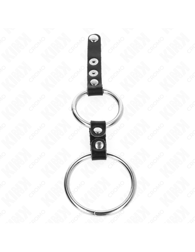 KINK - Dvigubas varpos žiedas nuo 3,8 cm iki 5 cm, sujungtas oda