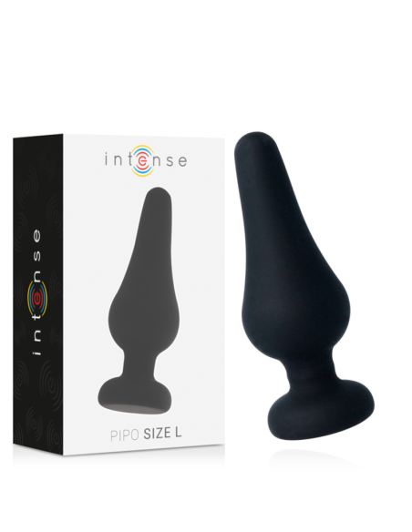 INTENSE - Analinis kaištis PIPO L juodo silikono 13 cm