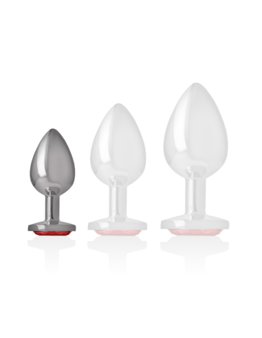 INTENSE - ALUMINUM METAL ANAL PLUG WITH RED CRYSTAL SIZE S