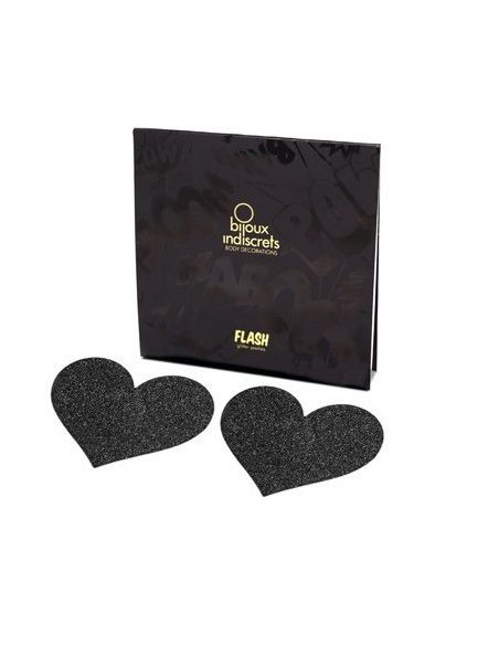 BIJOUX - INDISCRETS FLASH BLACK HEART NIPPLE CUTS