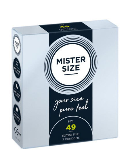 MISTER SIZE - PREZERVATYVŲ DYDIS S 49 MM (3 VIENETAI)