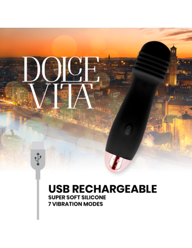 DOLCE VITA - RECHARGEABLE VIBRATOR THREE BLACK 7 SPEED