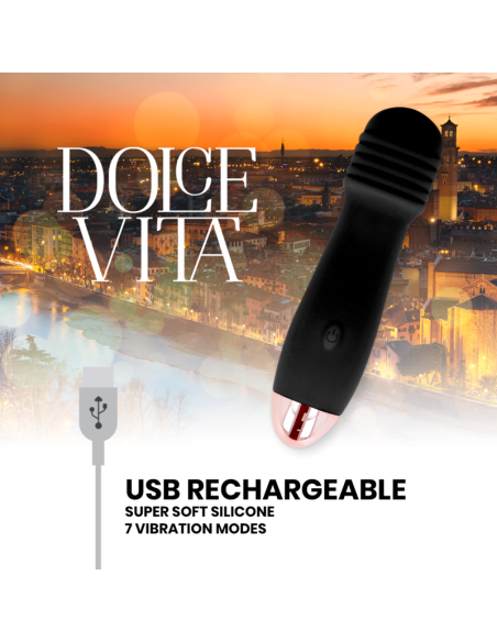 DOLCE VITA - RECHARGEABLE VIBRATOR THREE BLACK 7 SPEED