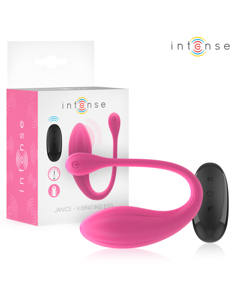 INTENSE - JANICE U VIBRATORIUS DVIGUBA STIMULIACIJA, 10 VIBRAVIMŲ, ROŽINIS, SU NUOTOLINIO VALDYMO VALDYMU