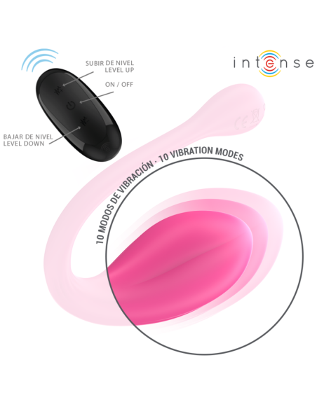 INTENSE - JANICE U VIBRATORIUS DVIGUBA STIMULIACIJA, 10 VIBRAVIMŲ, ROŽINIS, SU NUOTOLINIO VALDYMO VALDYMU