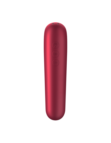 SATISFYER - DUAL LOVE VIBRATOR AND SUCTIONER WITH PULSED AIR RED