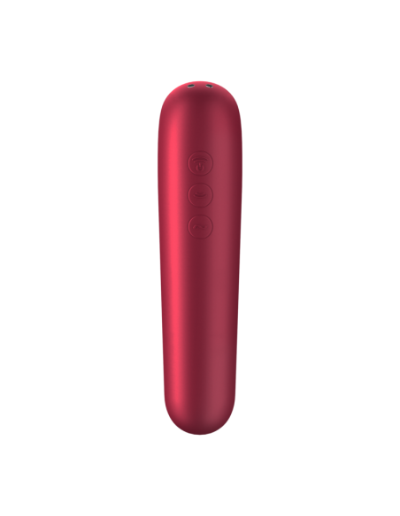 SATISFYER - DUAL LOVE VIBRATOR AND SUCTIONER WITH PULSED AIR RED