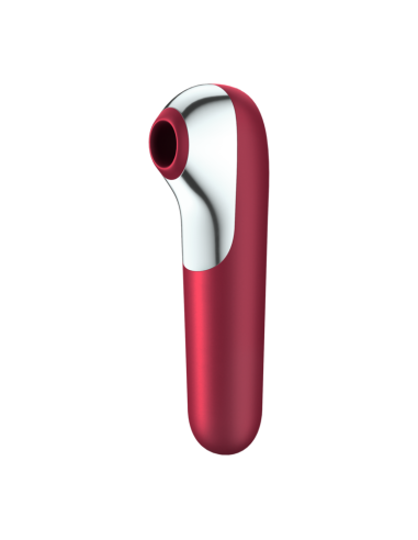 SATISFYER - DVIGUBOS MEILĖS VIBRATORIUS IR SIURBĖJAS SU PULSUOJANČIU ORU, RAUDONOS SPALVOS