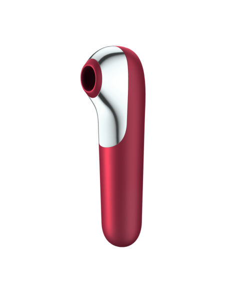 SATISFYER - DVIGUBOS MEILĖS VIBRATORIUS IR SIURBĖJAS SU PULSUOJANČIU ORU, RAUDONOS SPALVOS